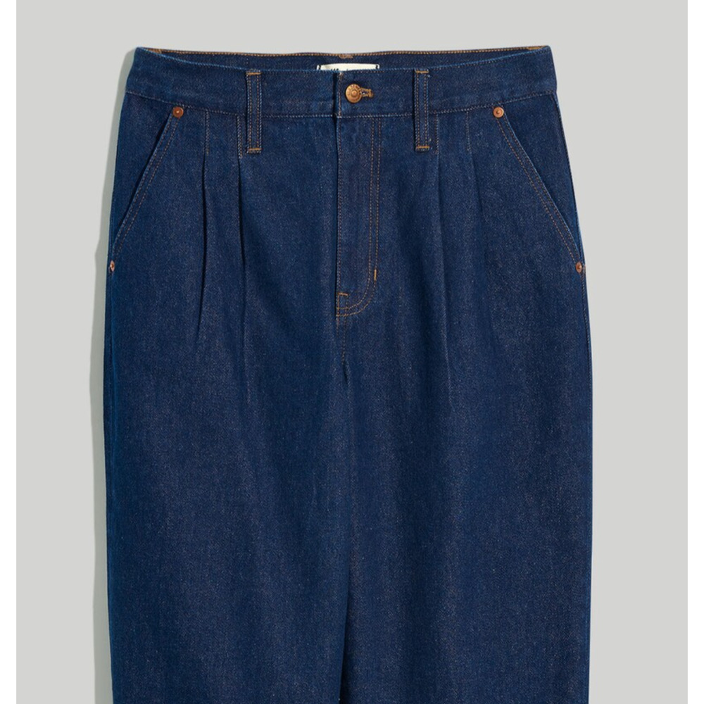 Madewell Baggy Straight Jeans in Woodham Wash: Pleated Edition Size 28 - Picture 6 of 14